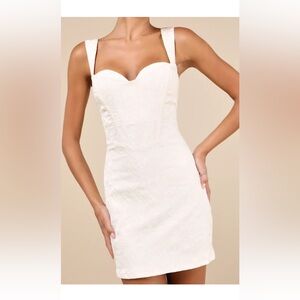 Lulu’s Ivory Jacquard Floral Mini Dress - Bridal